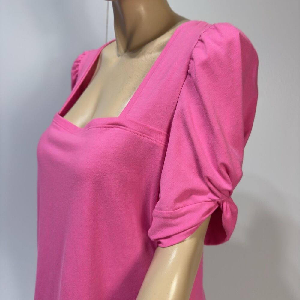 Lilly Pulitzer Jessie Top Womens Size XL Pink Square Neck Short Sleeve - Picture 2 of 7